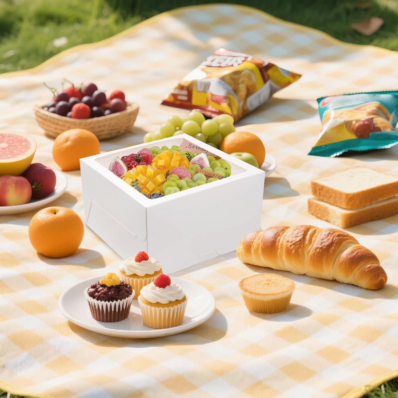 LOKQING 20Pcs Cake Boxes with Window and Cake Boards White Bakery Boxes for Cakes Gift 12x12x6 Inches(10 Boxes & 10 Boards) - Image 4